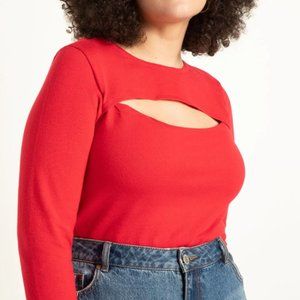 ELOQUII Red Cutout Neckline Sweater
